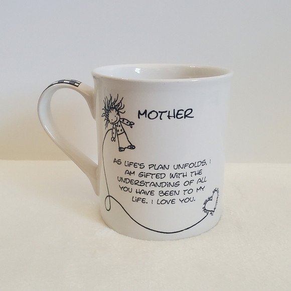 𝅺ENESCO Mother Glossy White Black Coffee Cup Mug 16 Oz - Picture 5 of 14